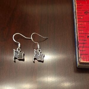 Silver American Flag Earrings